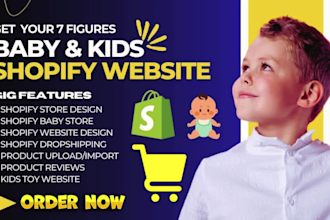 design trendy kid and shopify store, educaton store, custom onesies store