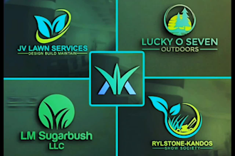 design landscape, farm, garden, lawn care and agriculture logo