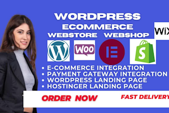 build a custom shopify, wix, wordpress ecommerce store with integrated payment