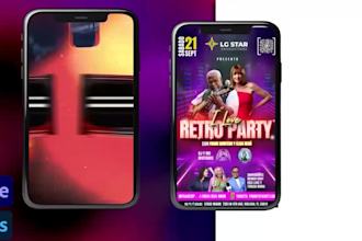 create animated motion flyers, poster for events, partis, and others