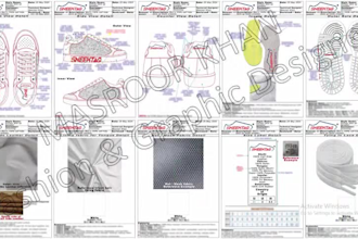 design revolutionary footwear or shoe flat sketch and tech packs