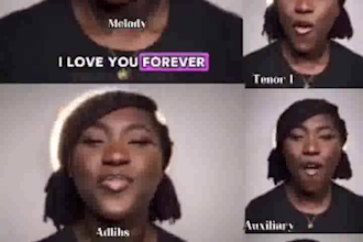 be your gospel choir, female singer, creates harmonies