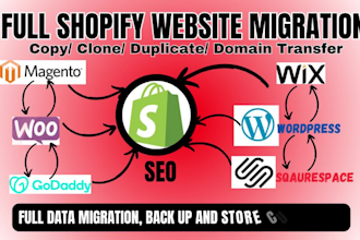 build shopify store migration clone wordpress godaddy magento to shopify store