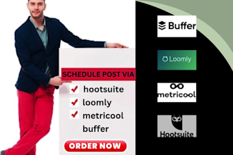 schedule post on facebook, instagram via buffer, canva, hootsuite and metricool