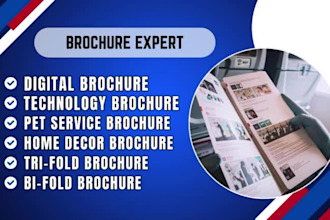 design digital, technology, pet services, home decor, trifold brochure designs