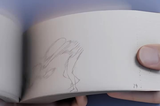 do 2d line art animation frame by frame , flip book, pencil sketch, hand drawn