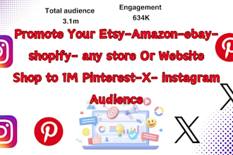 organic growth etsy,shopify any store or site to 1m pinterest,x,insta audience