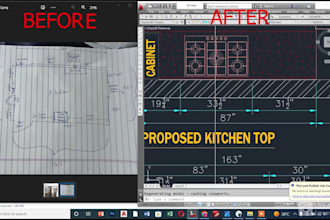 convert pdf, image, or hand sketch to dwg, autocad drafting