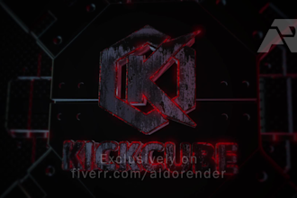 make a 3d mechanical scifi logo animation