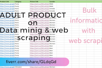 provide excellent adult data entry, web scraping service