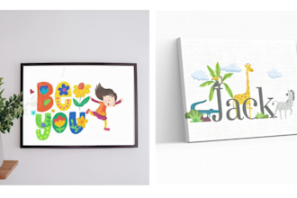 create cute digital wall art for nursery, kids room or etsy shop