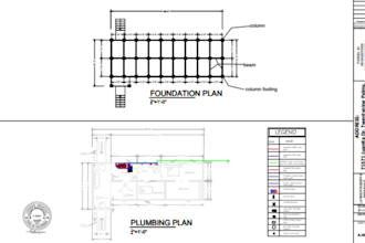 be draftsman for foundation mep plans, carport, porch frontyard huts with stamps