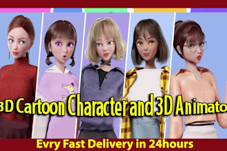 do 2d 3d cartoon character and 3d video animation also voice