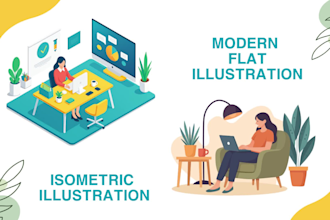 create flat and isometric illustrations for apps and website