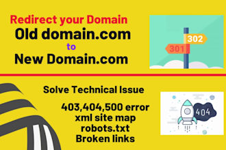 fix 404 error, 403, 500 error, 301 or 302 redirection, broken links