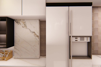create stunning 3d kitchen, dining interior design, and realistic visualization