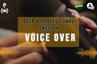 record an expert english male voice over for all projects