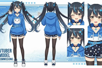create custom 2d 3d vtuber model live2d rig vrchat pngtuber avatar