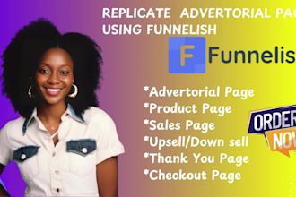 do funnelish advertorial page product page lead page upsell page
