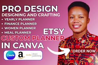 custom digital planner template, calendar, journal for etsy, kdp, lulu, canva