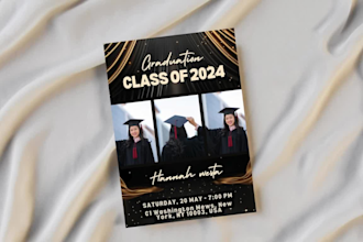 do custom invitation, baby shower, graduation, announcemnet card in  24 hrs