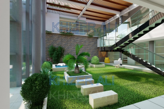 design landscape, terrace, backyard, pool, and patio