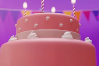 make a happy birthday video with a cake animation in 3d