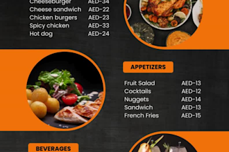 design food menu for restaurant