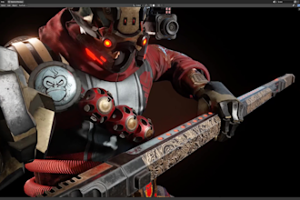do 3d hard surface  3d robot  modeling texturing and lighting