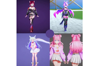 custom 3d vrchat avatar vseeface 3d anime vtuber model rig live2d vroid model