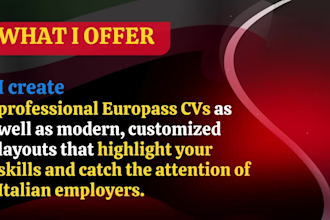 write ats europass CV and italian resume that pass screening and get interviews