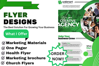 design an editable marketing material, marketing brochure, one pager, poster