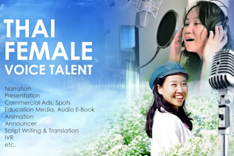 record thai female and kid voice over, narration and dubbing in various tones