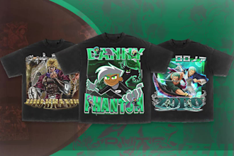design an anime theme graphic for your tee