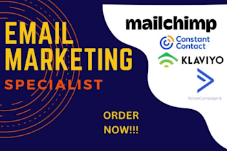 do email marketing in klaviyo, mailchimp, constant contact, active campaign zoho