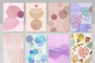 provide this 50 abstract minimalist boho wall art set for etsy shop to resell