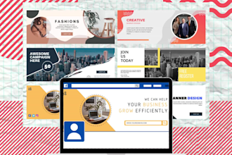 design awesome looking web banner, flyer, fb ads and cover
