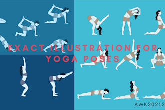 illustrate yoga, workout exercise, martial arts poses
