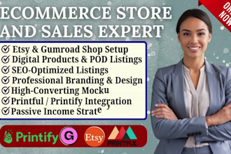 setup etsy shop gumroad design etsy digital products etsy pod etsy seo listing
