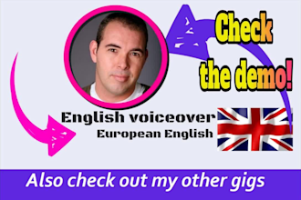 do a professional english male voice over european   english