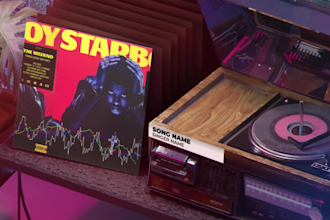 create 3d vinyl player music visualizer and audio spectrum
