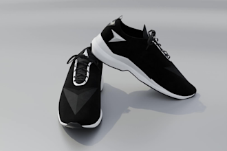 make shoe, sneakers, footwear 3d model and photorealistic rendering for you