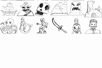 create black and white hand drawn icon in my style