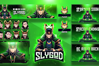 design logo, facecam, overlay, twitch stream animated package