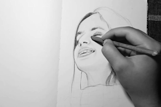 draw pencil sketch or portrait with timelapse