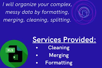 clean, format, merge, split excel data