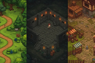 do top down pixel rpg tileset art game background asset tile map sprite sheet