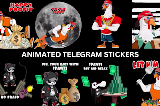 create crypto telegram sticker pack, animated telegram stickers, animated gifs