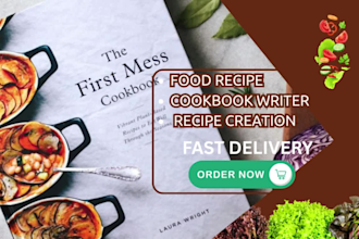 write, format, design cookbook ghostwriter, cookbook cover, cooking,  meal plan
