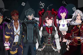 design live2d model and rig in high quality, live2d vtuber avatar, vtuber model